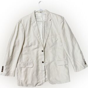 J. Peterman Cream Blazer with Notched Lapels 51% Silk 49% Linen
